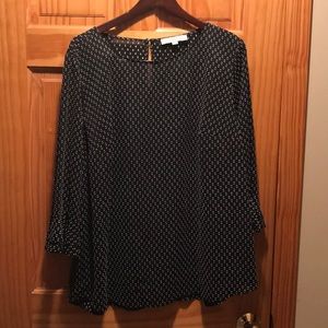 Black blouse with white polka dots, Loft, size 20